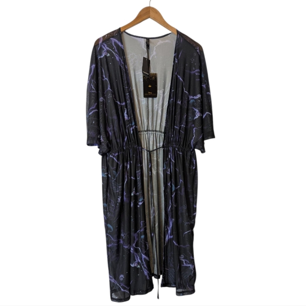 NWT Ursula Disney Princess x Torrid Semi Sheer Swim Kimono Cinch Waist Tie: 1/2